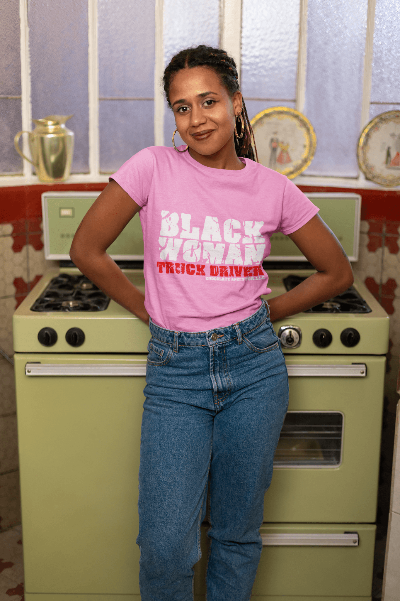 Black Woman Truck Driver Short-Sleeve T-Shirt - Chocolate Ancestor