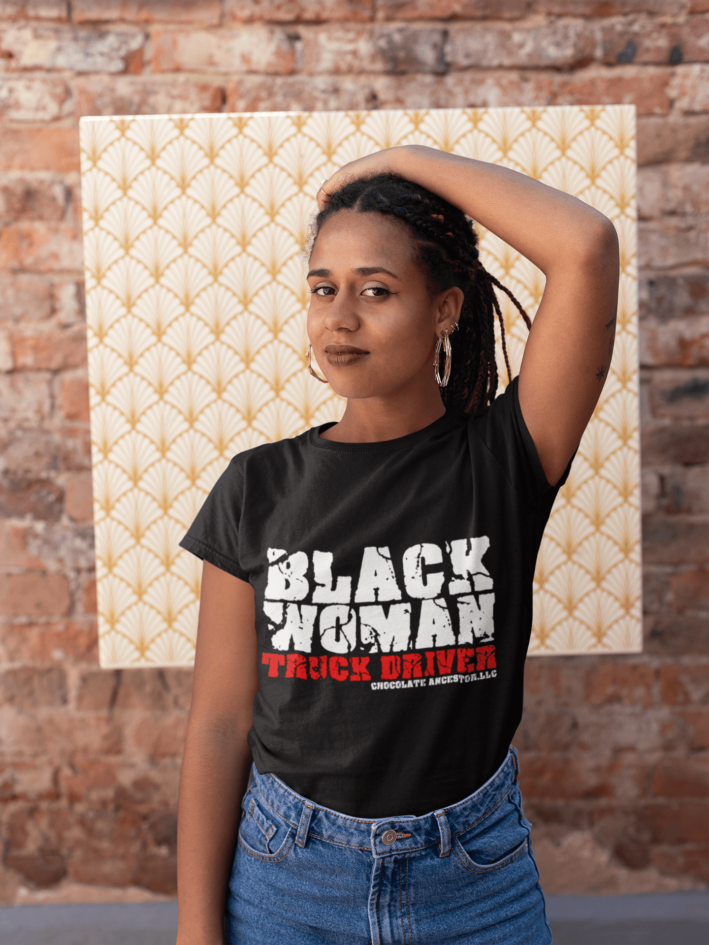 Black Woman Truck Driver Short-Sleeve T-Shirt - Chocolate Ancestor