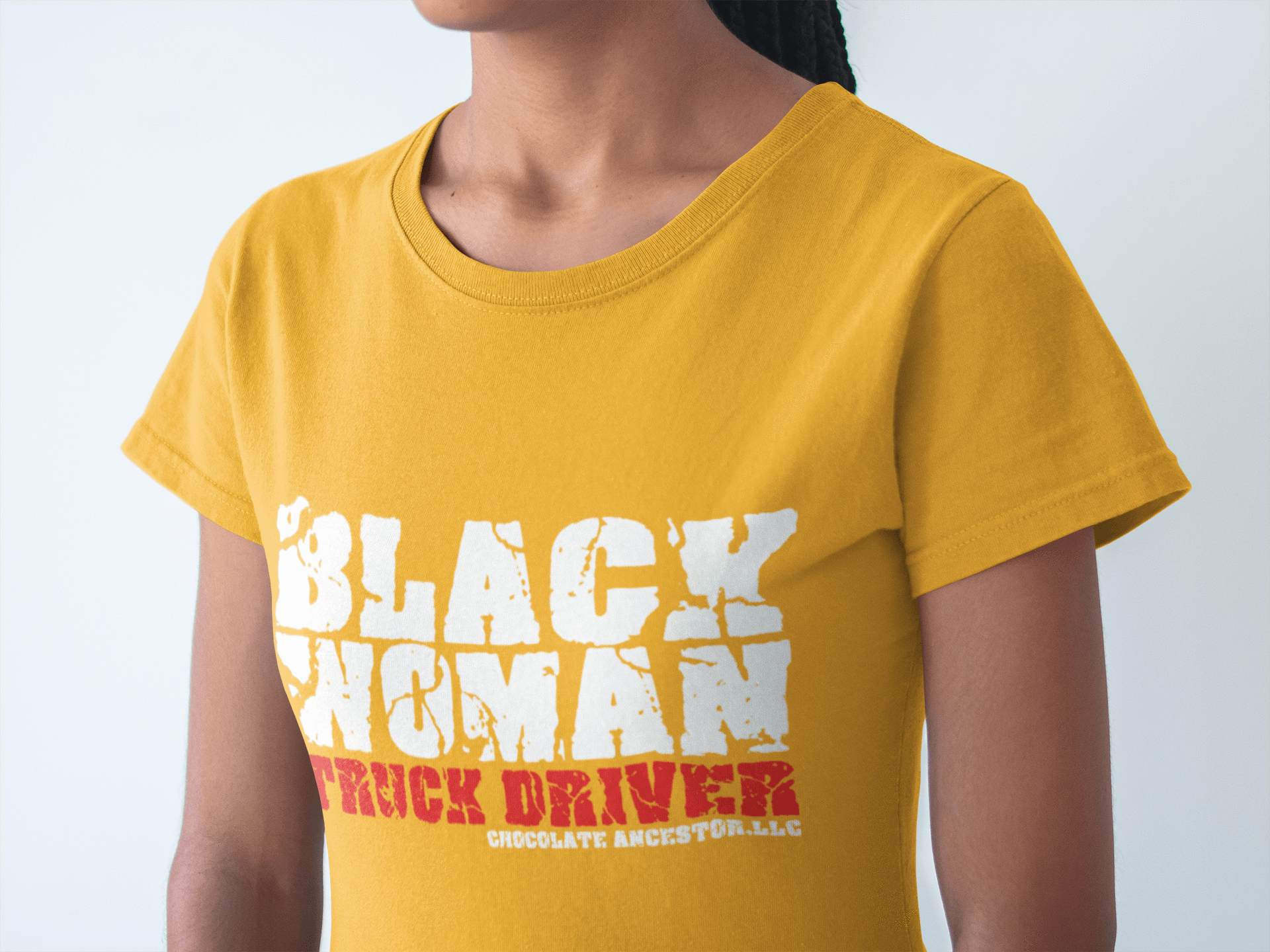 Black Woman Truck Driver Short-Sleeve T-Shirt - Chocolate Ancestor