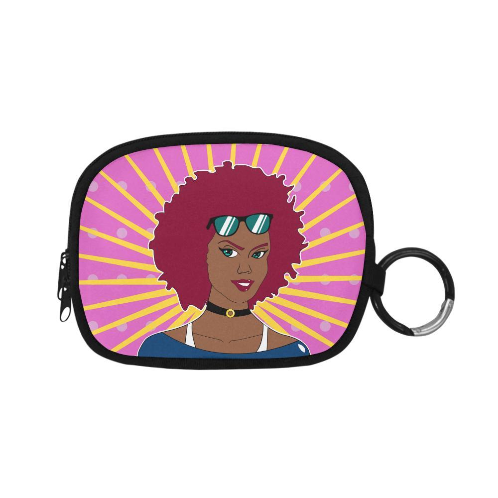 Burgundy Afro Starburst Diva Coin Purse - Chocolate Ancestor