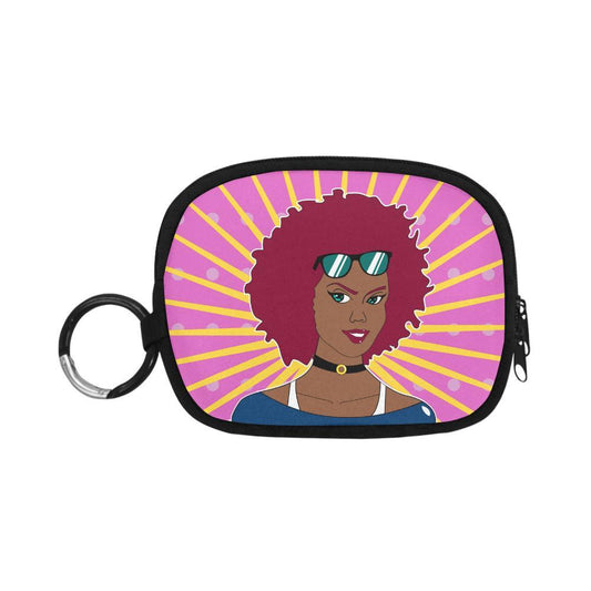 Burgundy Afro Starburst Diva Coin Purse - Chocolate Ancestor