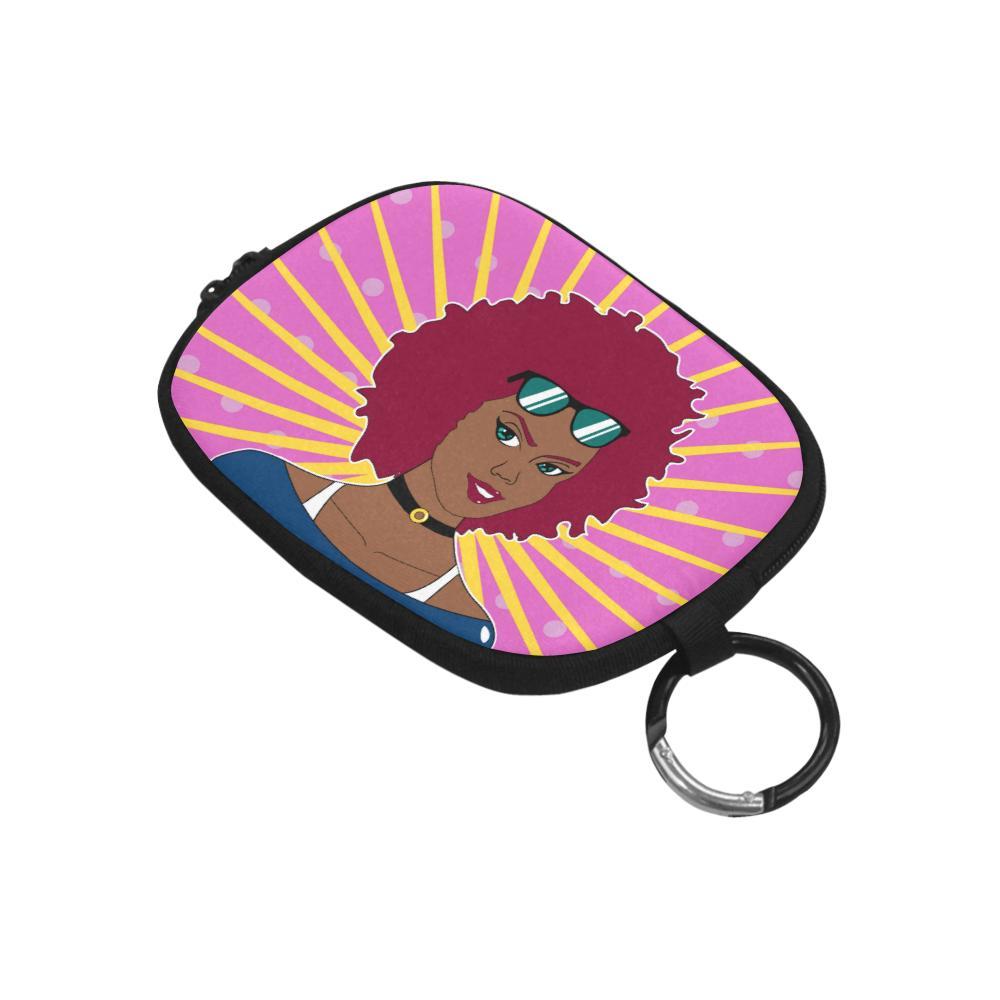 Burgundy Afro Starburst Diva Coin Purse - Chocolate Ancestor