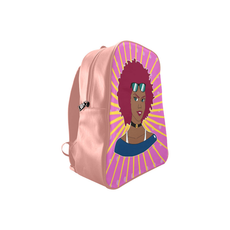 Burgundy Afro Starburst Leather Book bag - Chocolate Ancestor