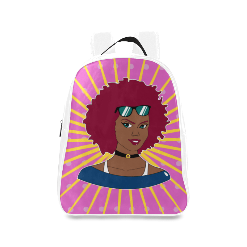 Burgundy Afro Starburst Leather Book bag - Chocolate Ancestor