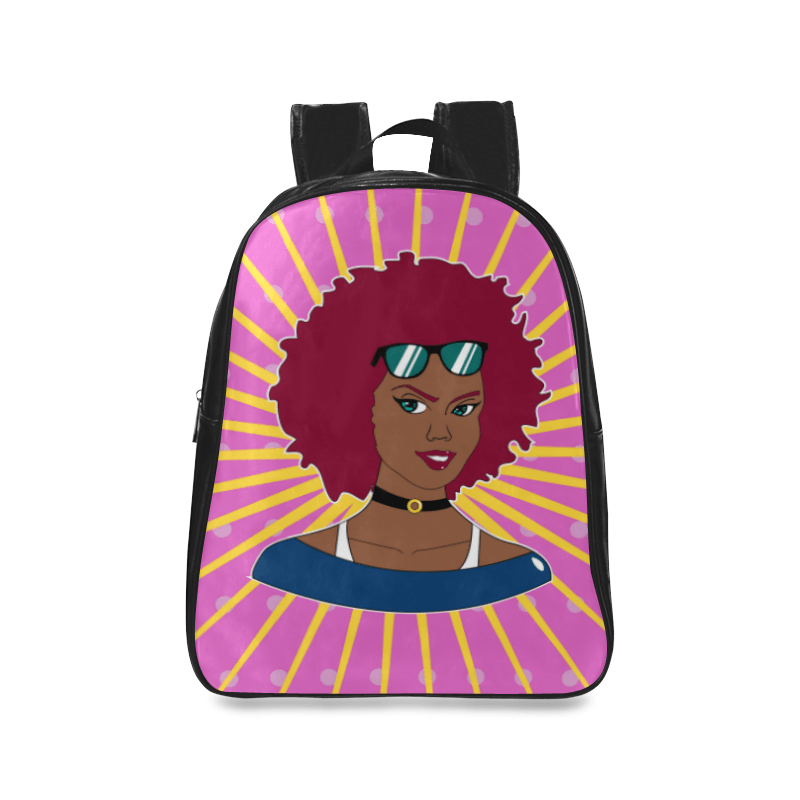 Burgundy Afro Starburst Leather Book bag - Chocolate Ancestor