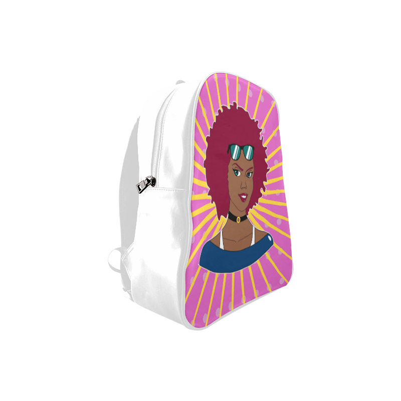 Burgundy Afro Starburst Leather Book bag - Chocolate Ancestor