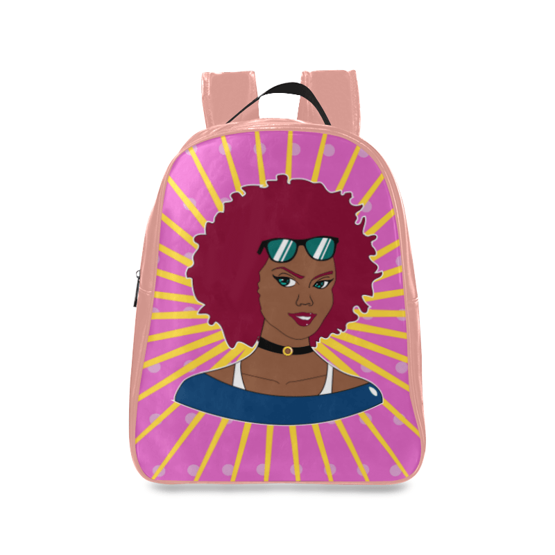 Burgundy Afro Starburst Leather Book bag - Chocolate Ancestor