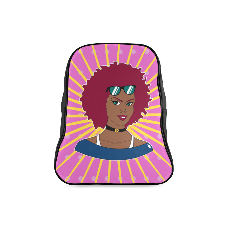 Burgundy Afro Starburst Leather Book bag - Chocolate Ancestor