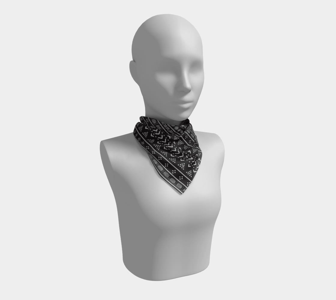 Carbon Black Mudcloth Boho Square Scarf - Chocolate Ancestor