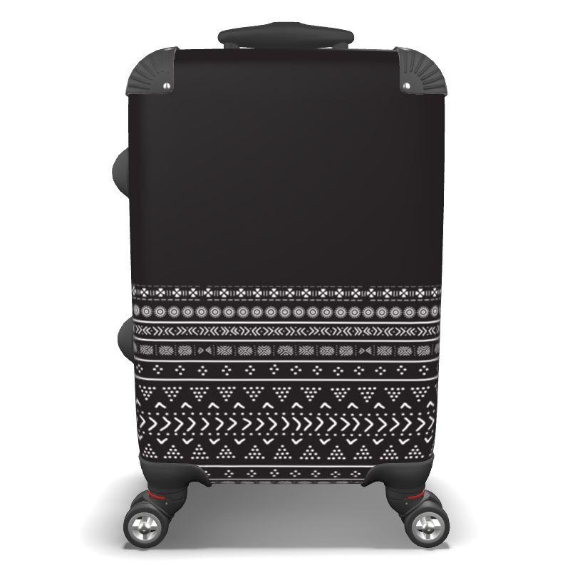 Carbon Black Mudcloth Boho Suitcase - Chocolate Ancestor