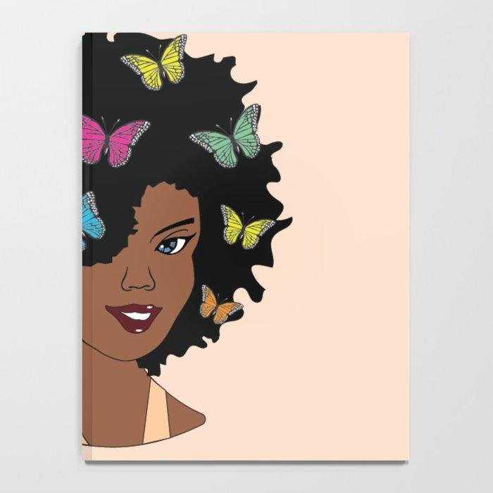 Chocolate Butterfly Afro Diva Notebook - Chocolate Ancestor