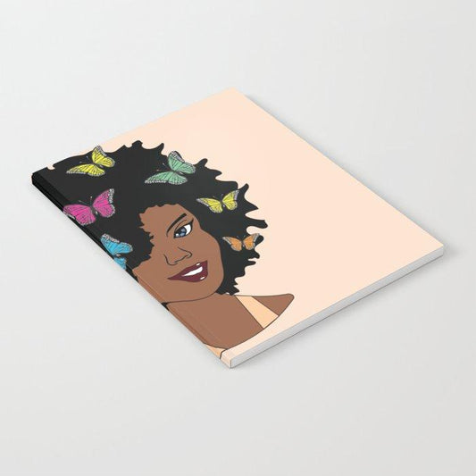 Chocolate Butterfly Afro Diva Notebook - Chocolate Ancestor