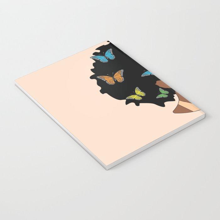 Chocolate Butterfly Afro Diva Notebook - Chocolate Ancestor