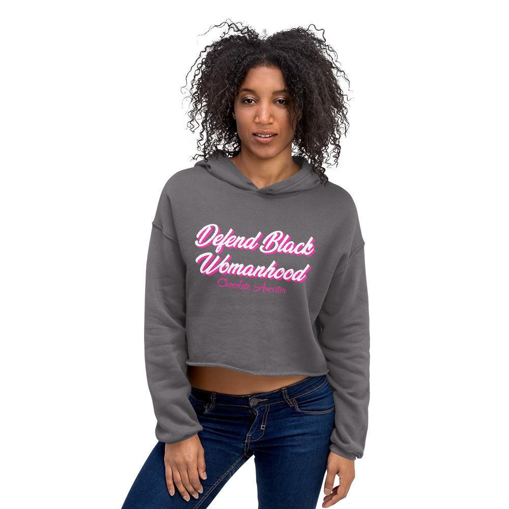 Defend Black Womanhood Crop Hoodie - Chocolate Ancestor