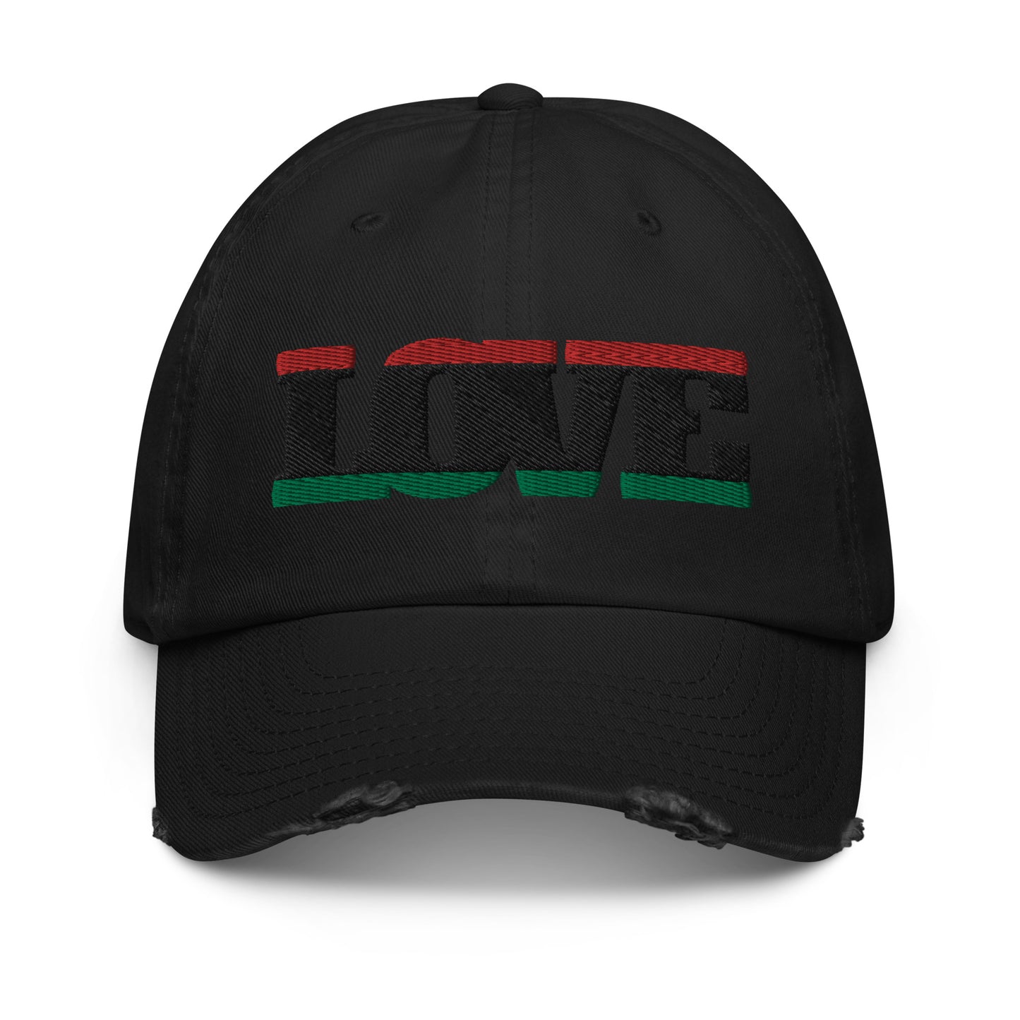 Love Pan African RBG Flag Distressed Baseball Cap