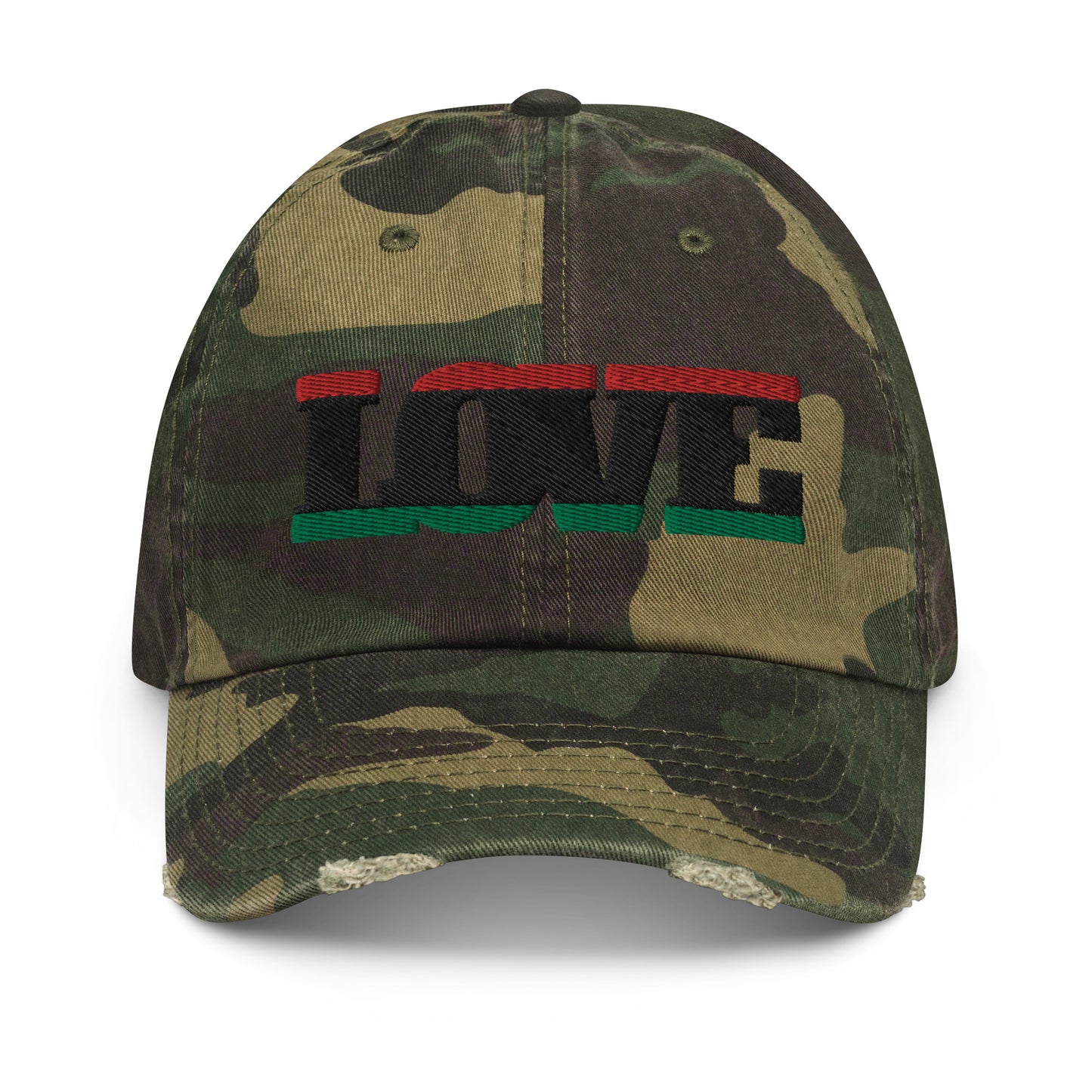 Love Pan African RBG Flag Distressed Baseball Cap