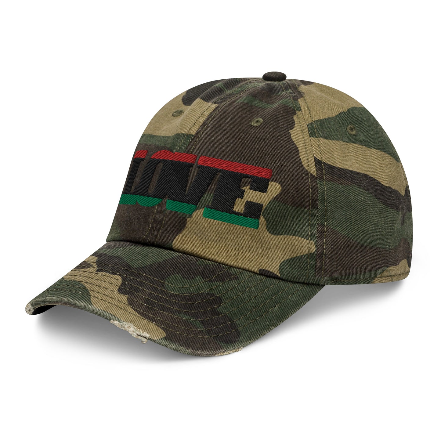 Love Pan African RBG Flag Distressed Baseball Cap