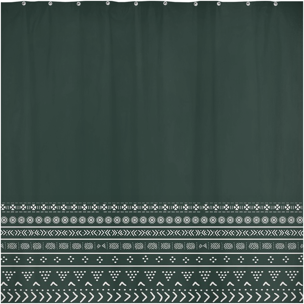 Emerald Mudcloth Boho Shower Curtain