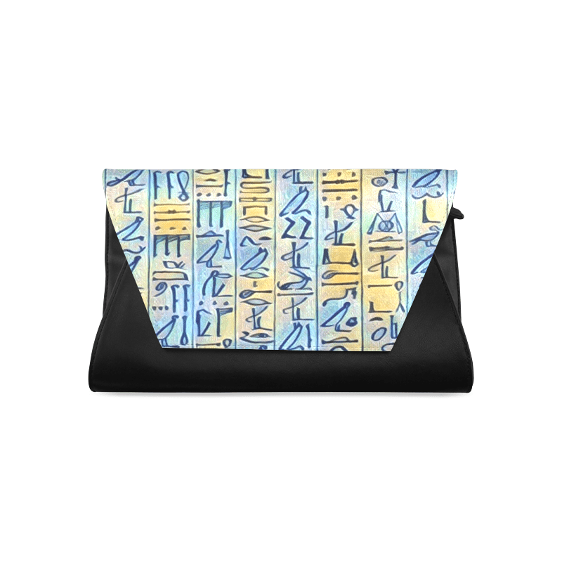 Egyptian Hieroglyphics Leather Clutch Bag - Chocolate Ancestor