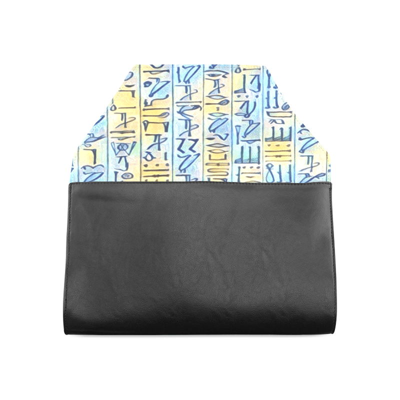 Egyptian Hieroglyphics Leather Clutch Bag - Chocolate Ancestor