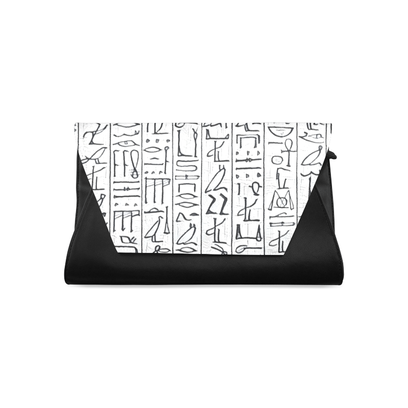 Egyptian Hieroglyphics Leather Clutch Bag - Chocolate Ancestor