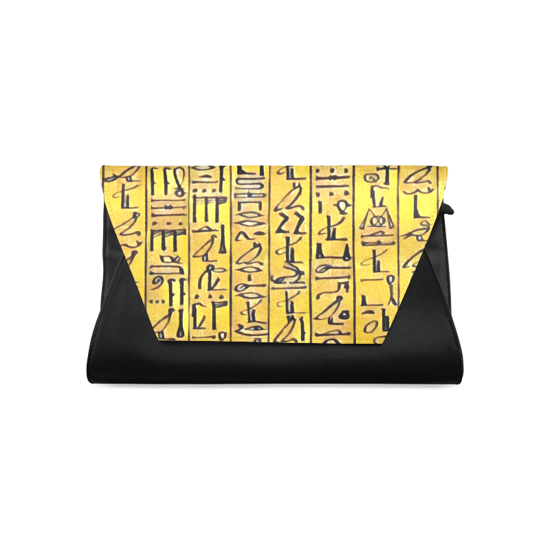 Egyptian Hieroglyphics Leather Clutch Bag - Chocolate Ancestor