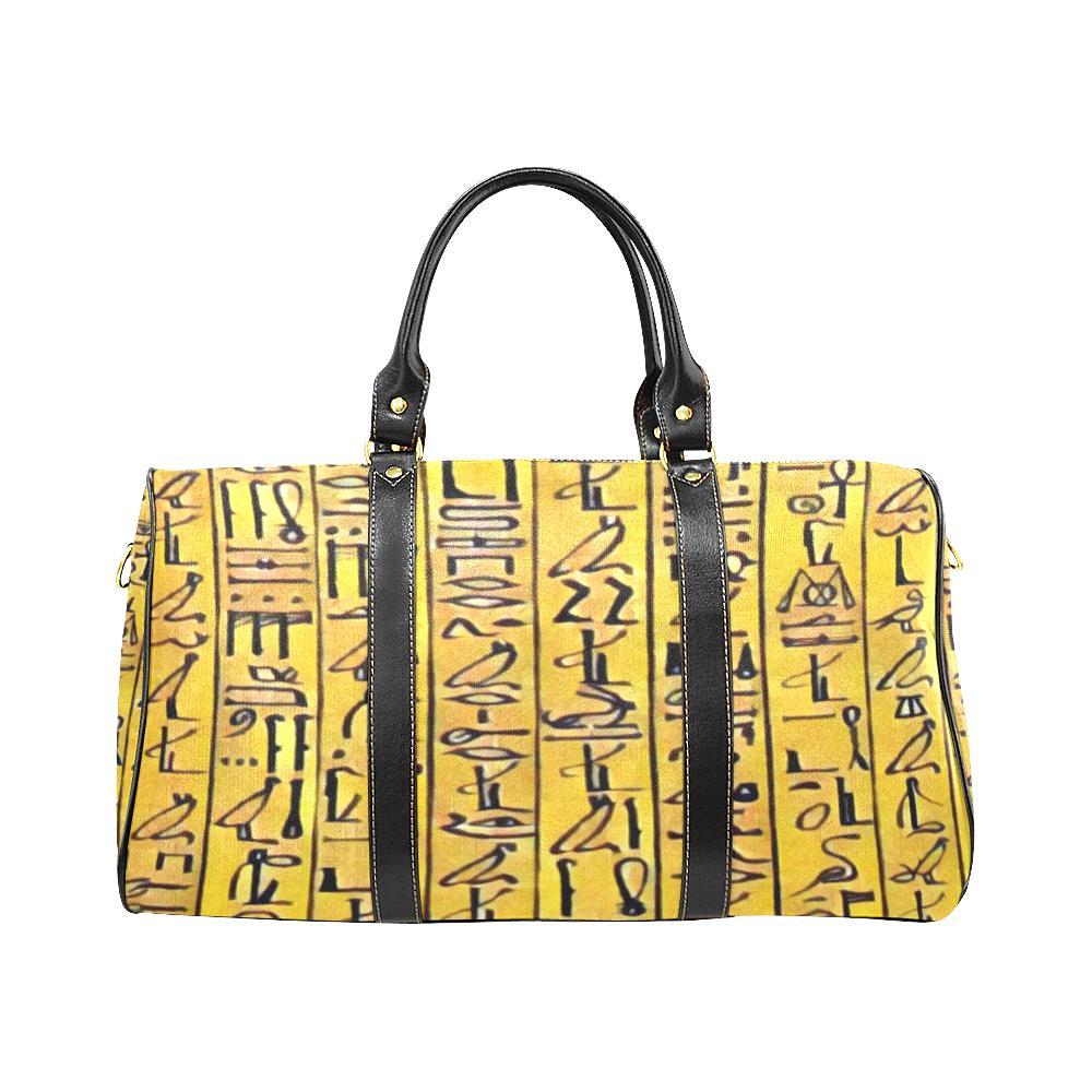 Egyptian Hieroglyphics Waterproof Travel Bag - Chocolate Ancestor