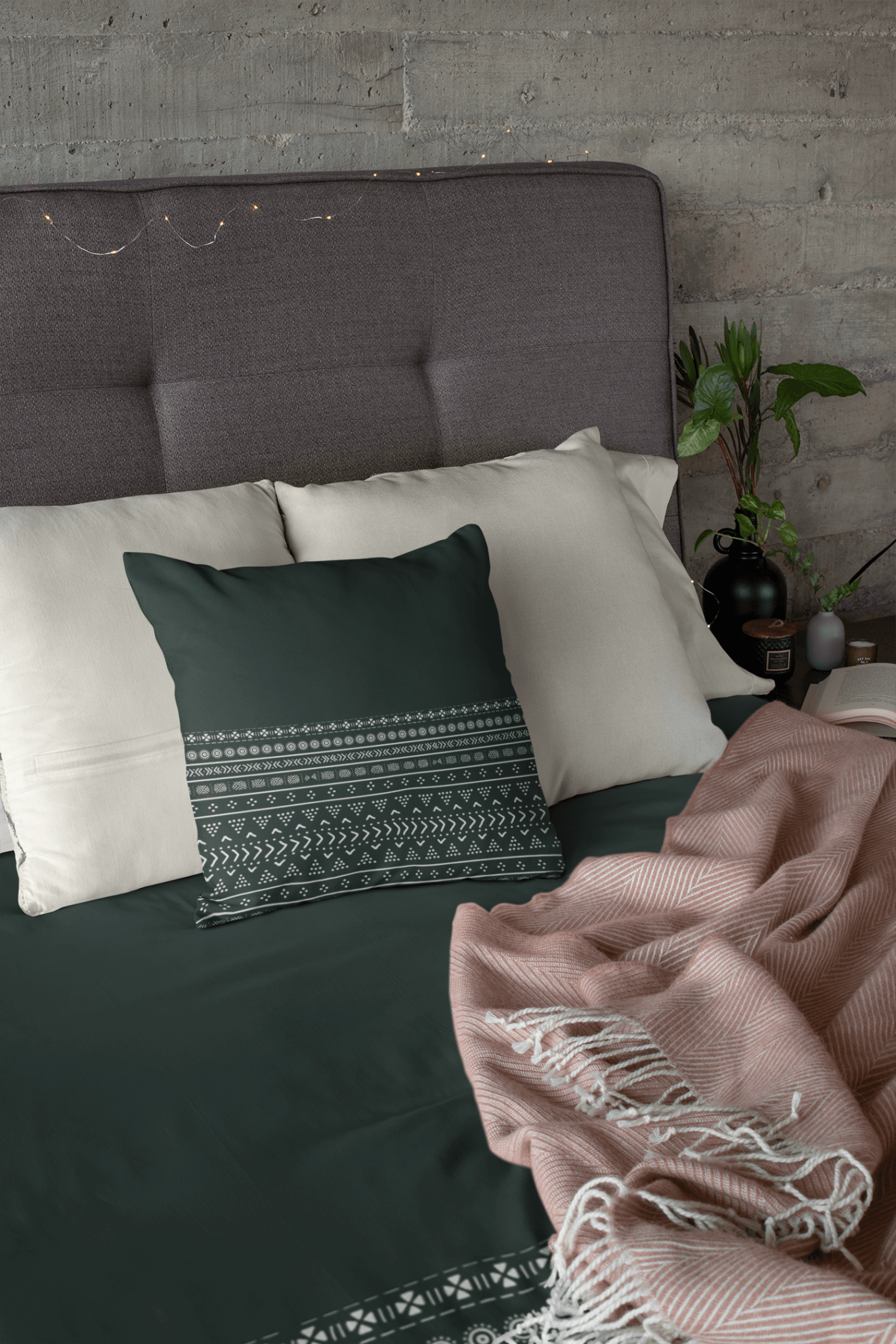 Emerald Mudcloth Boho Duvet Cover - Chocolate Ancestor