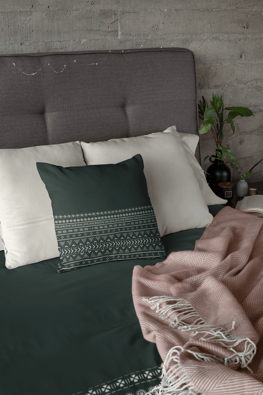 Emerald Mudcloth Boho Duvet Cover - Chocolate Ancestor