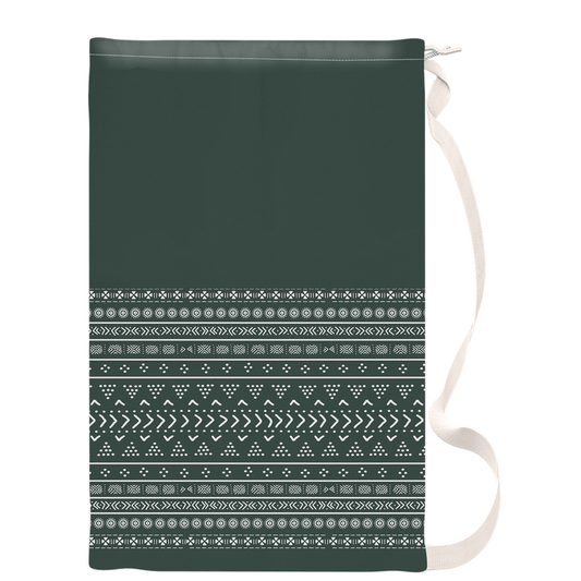 Emerald Mudcloth Boho Laundry Bag - Chocolate Ancestor