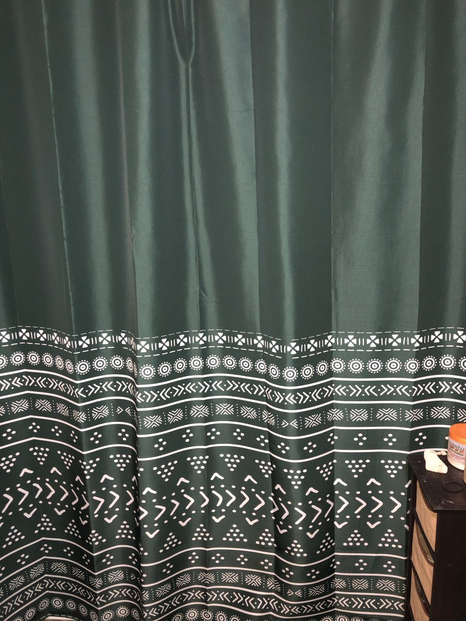 Emerald Mudcloth Boho Shower Curtain - Chocolate Ancestor