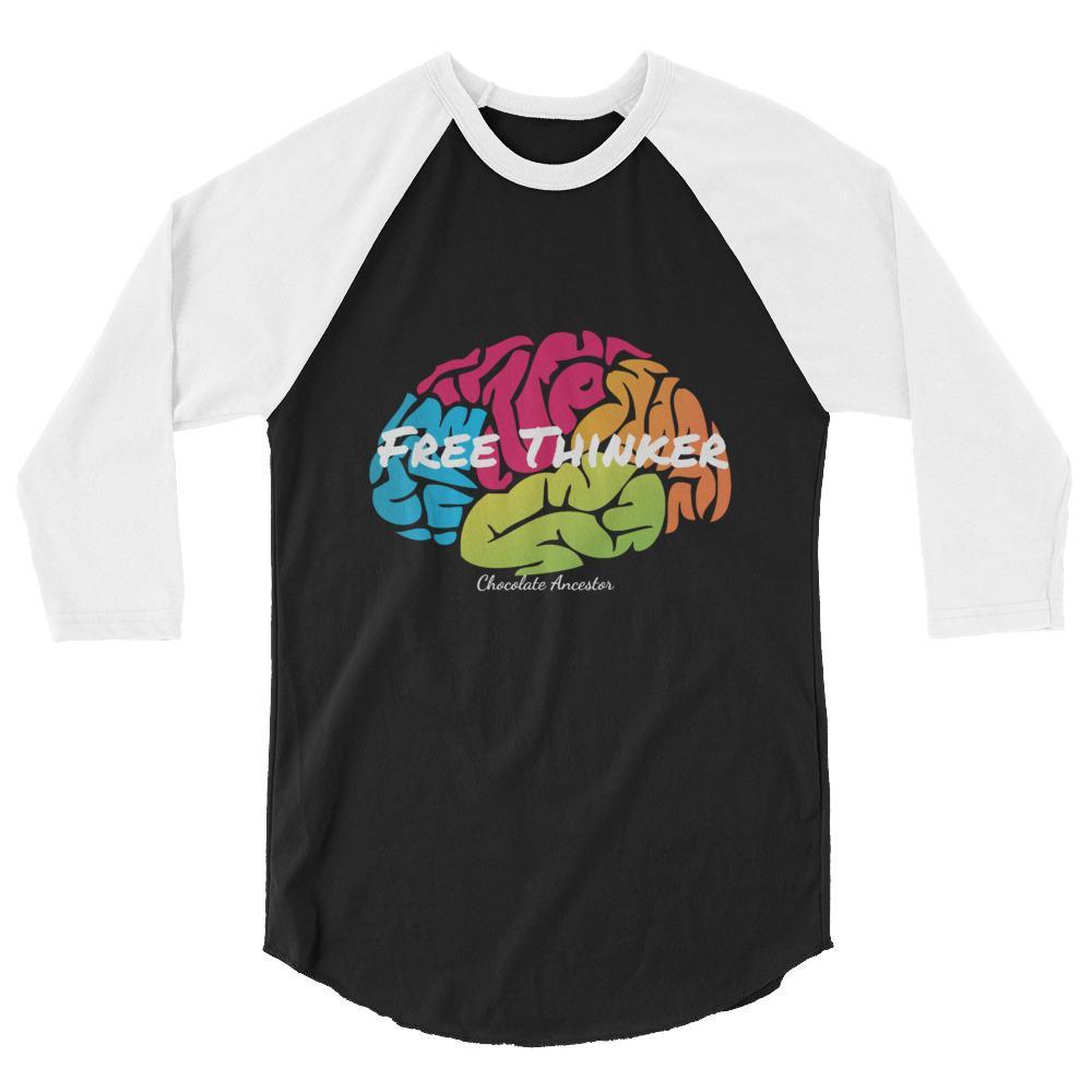 Free Thinker 3/4 sleeve raglan unisex shirt - Chocolate Ancestor