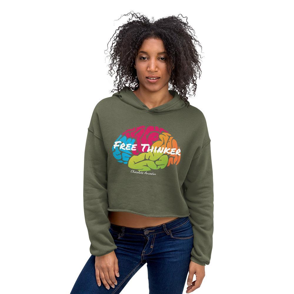 Free Thinker Unisex Crop Hoodie - Chocolate Ancestor