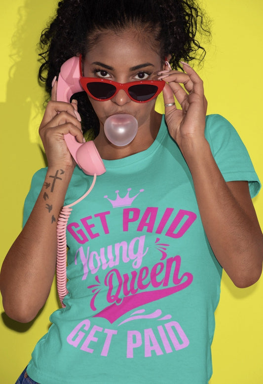 Get Paid Young Queen Get Paid Short-Sleeve Unisex T-Shirt - Chocolate Ancestor