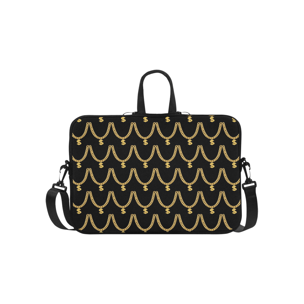 Gold Chain Pattern Classic Laptop Sleeve w/Strap - Chocolate Ancestor