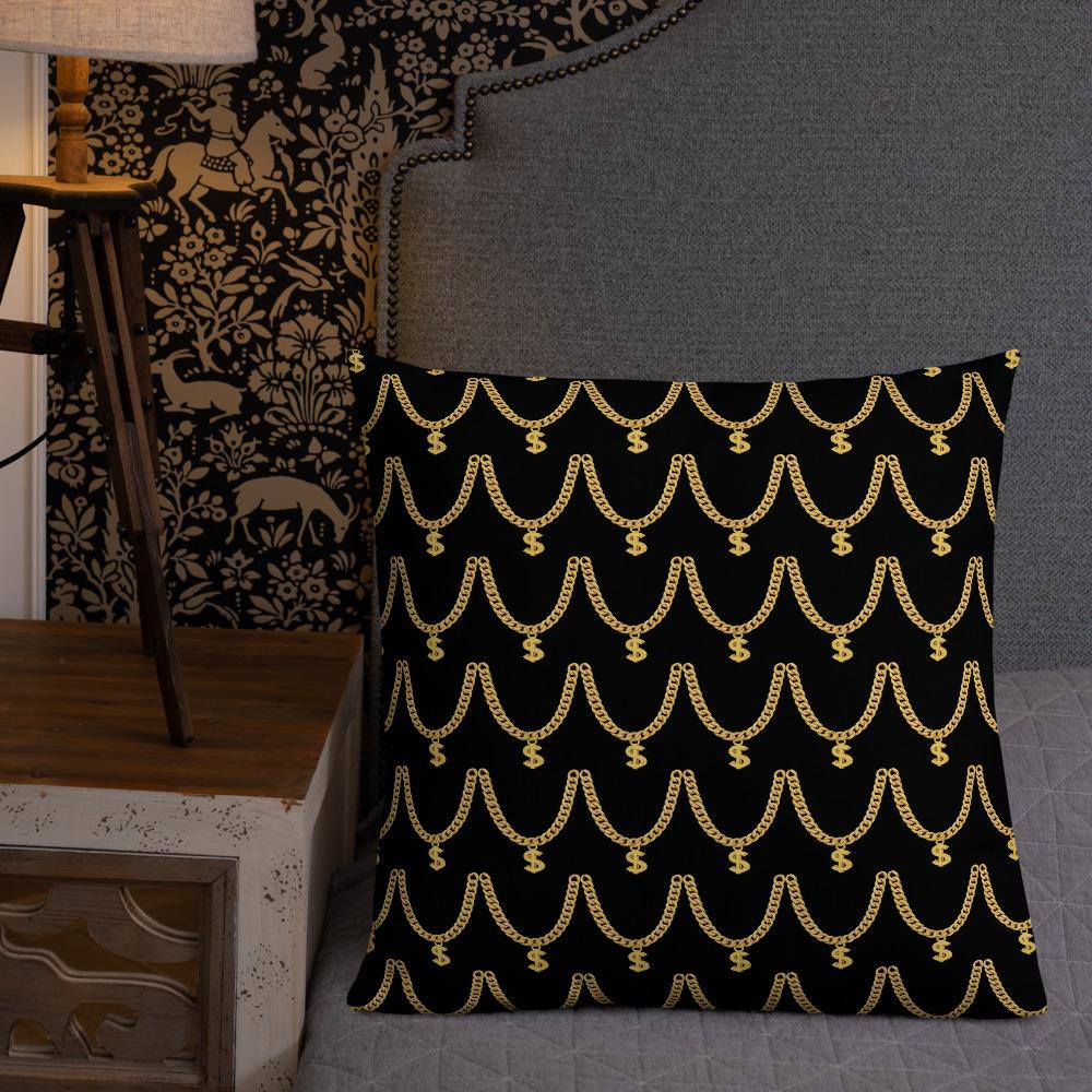 Gold Chain Pattern Pillow - Chocolate Ancestor