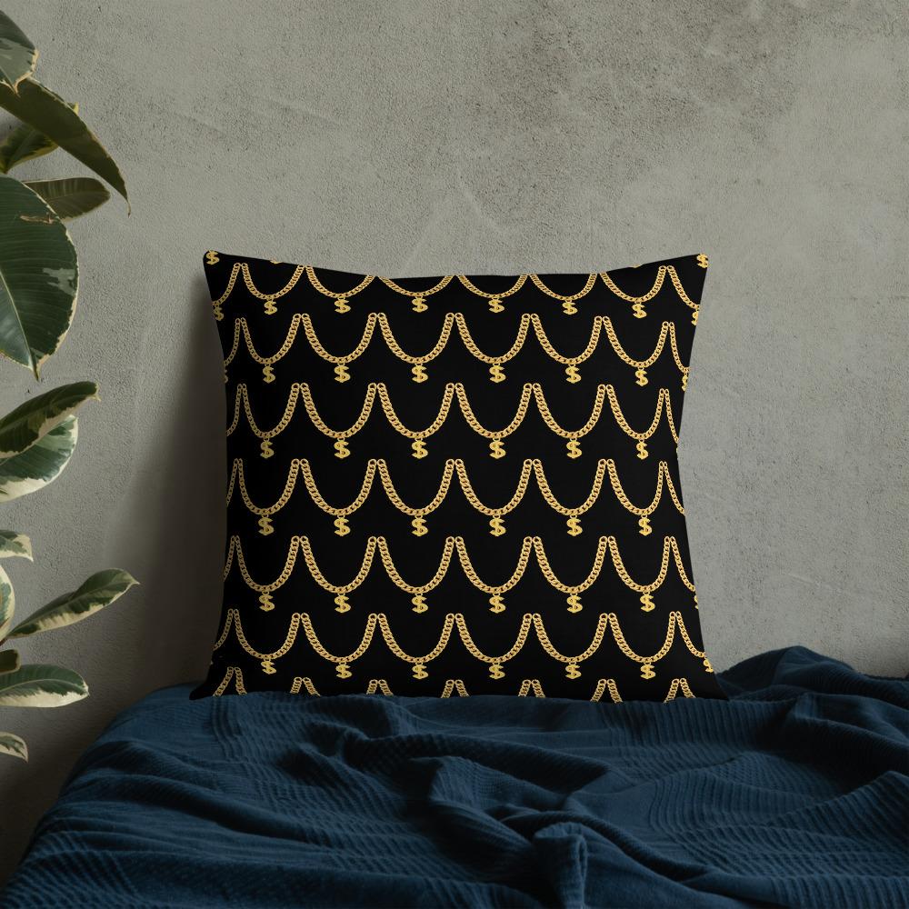 Gold Chain Pattern Pillow - Chocolate Ancestor