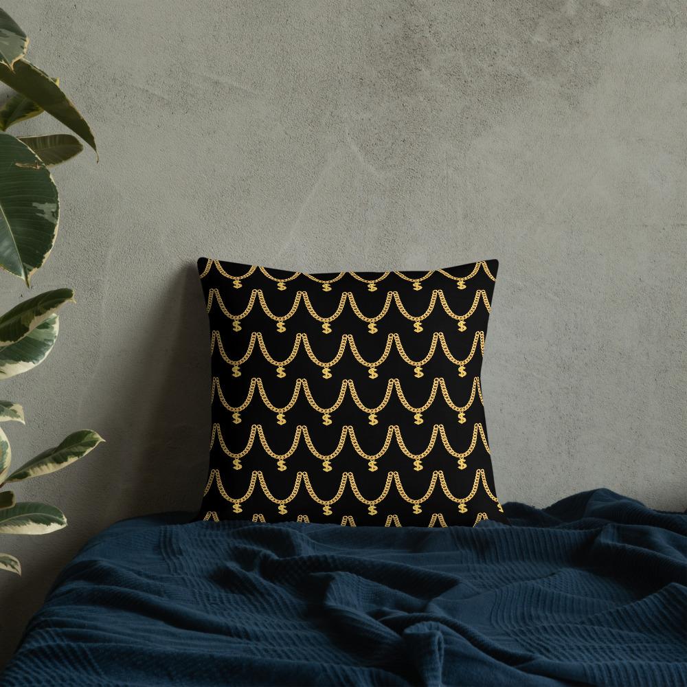 Gold Chain Pattern Pillow - Chocolate Ancestor