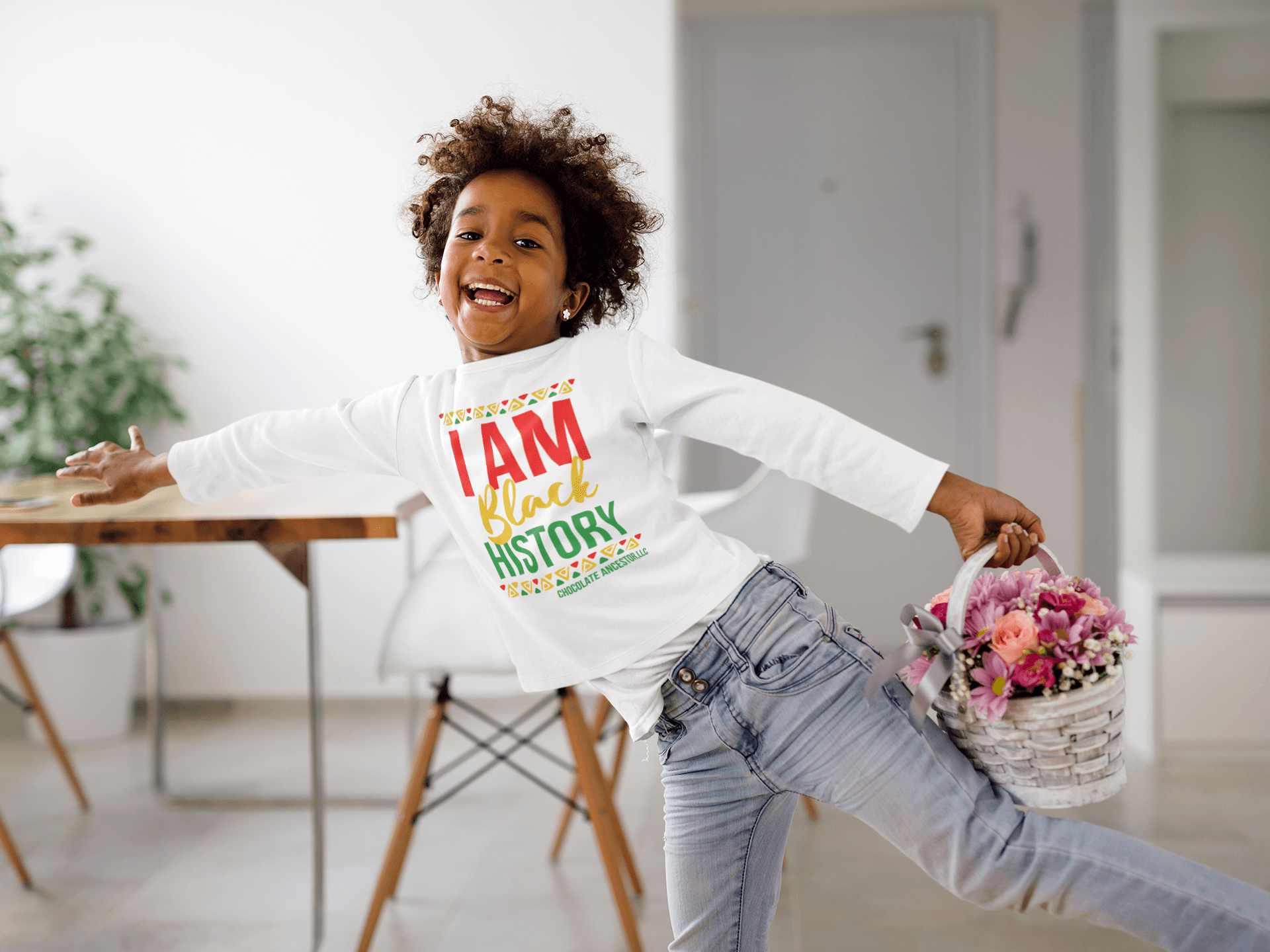 I Am Black History Kids' Long Sleeve T-Shirt - Chocolate Ancestor