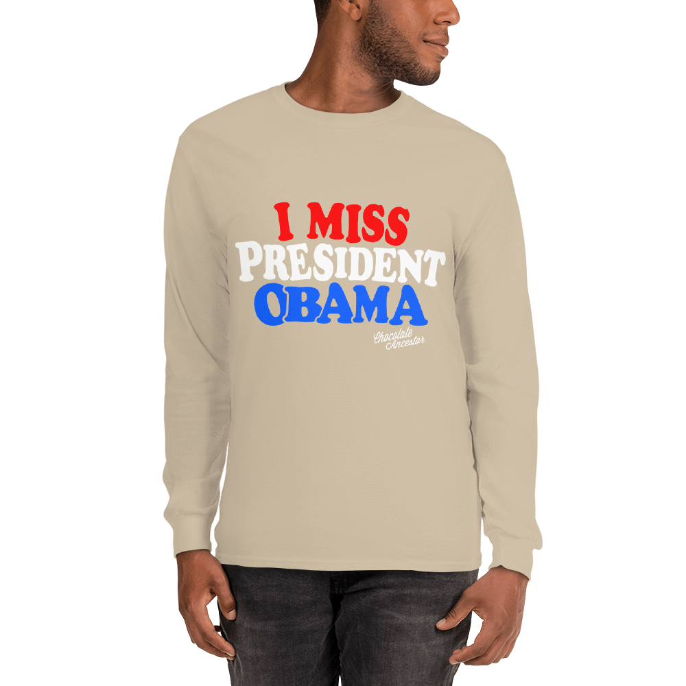 I Miss President Obama (RWB) Unisex Long Sleeve T-Shirt - Chocolate Ancestor