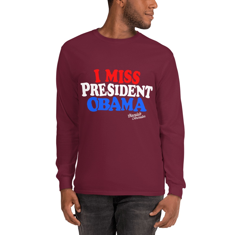 I Miss President Obama (RWB) Unisex Long Sleeve T-Shirt - Chocolate Ancestor