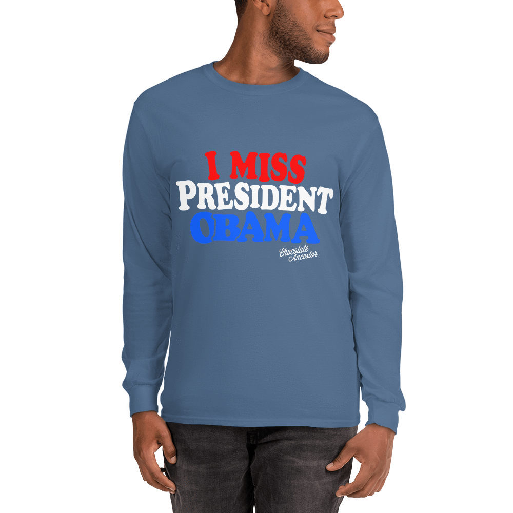 I Miss President Obama (RWB) Unisex Long Sleeve T-Shirt - Chocolate Ancestor