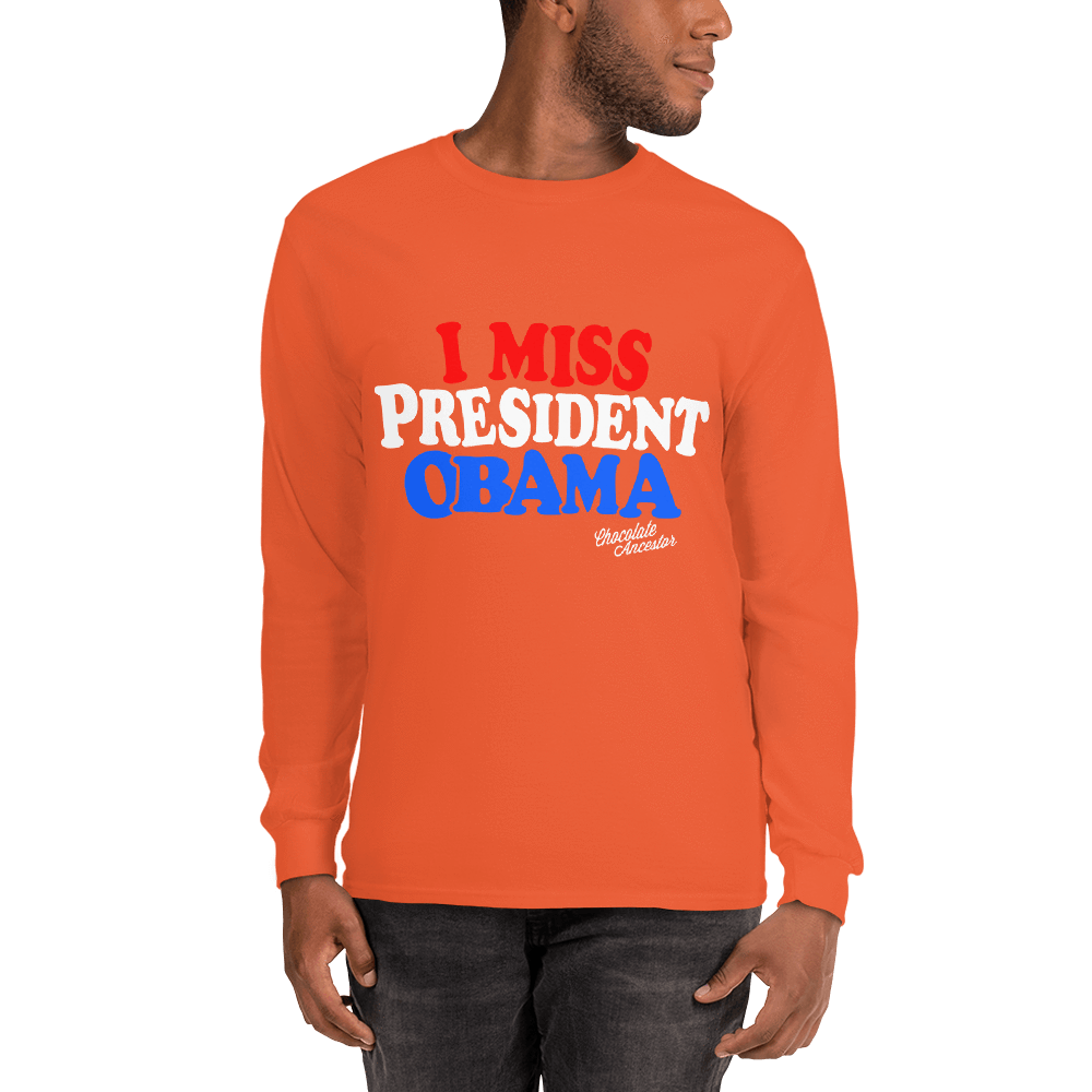 I Miss President Obama (RWB) Unisex Long Sleeve T-Shirt - Chocolate Ancestor