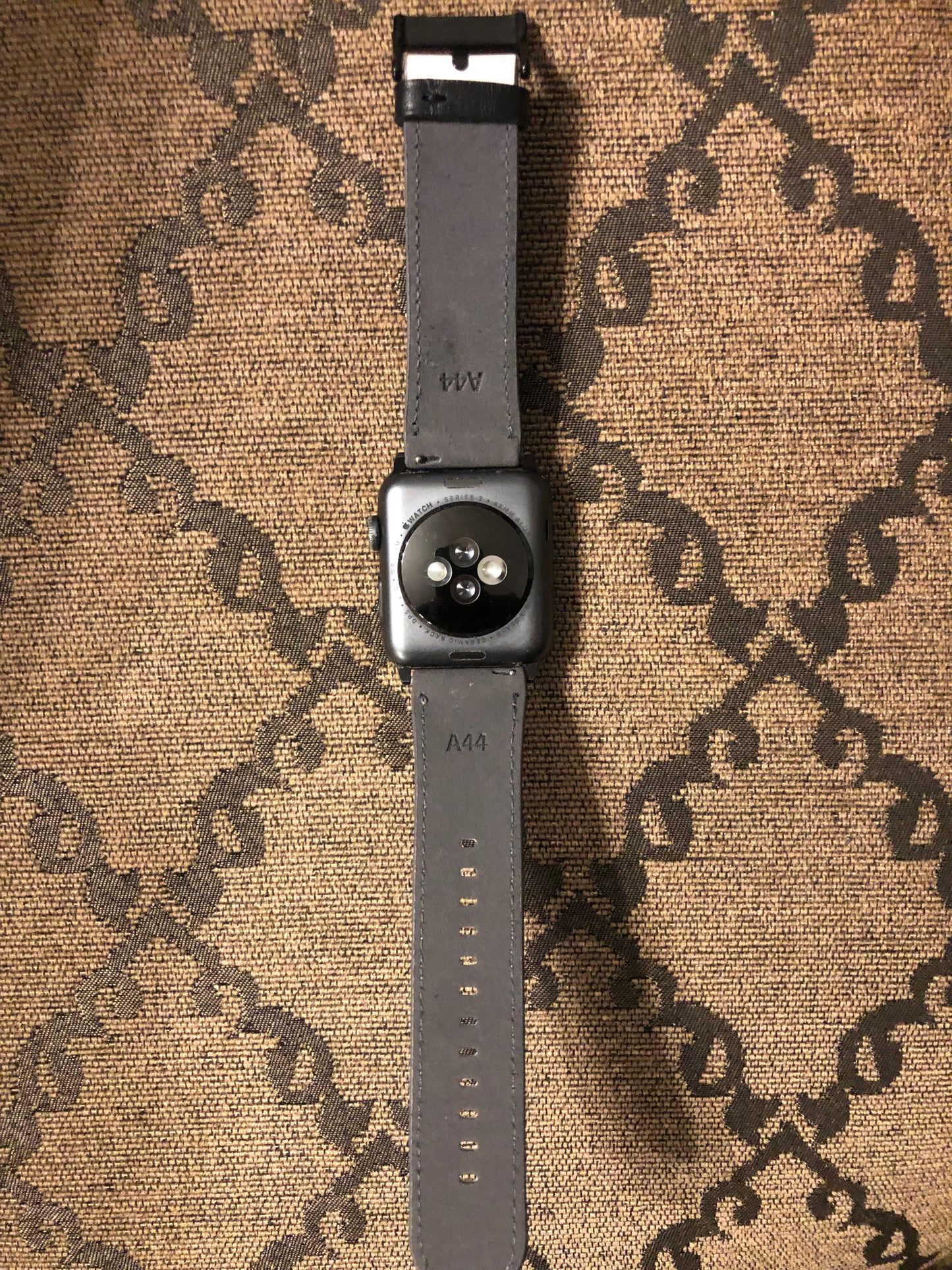 Carbon Black Mudcloth Boho Bespoke Vegan Leather Apple Watch Band