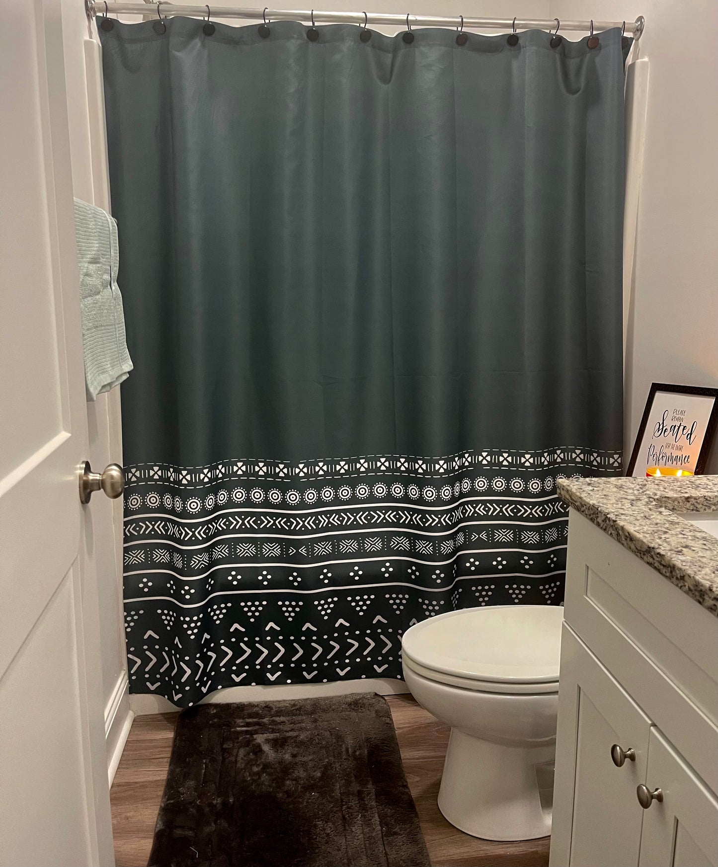 Emerald Mudcloth Boho Shower Curtain