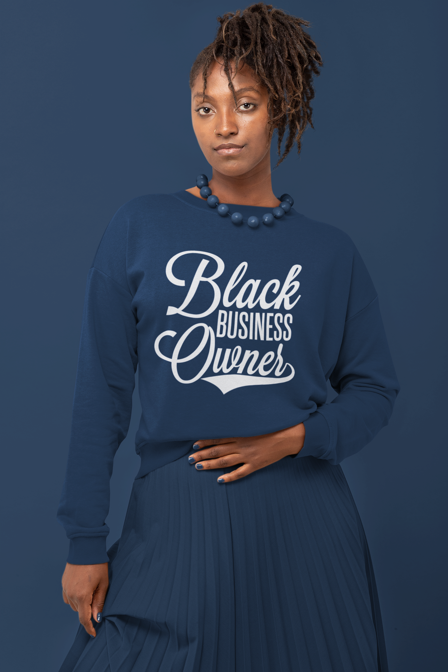 Black Business Owner (White) Unisex Sweatshirt - Chocolate Ancestor