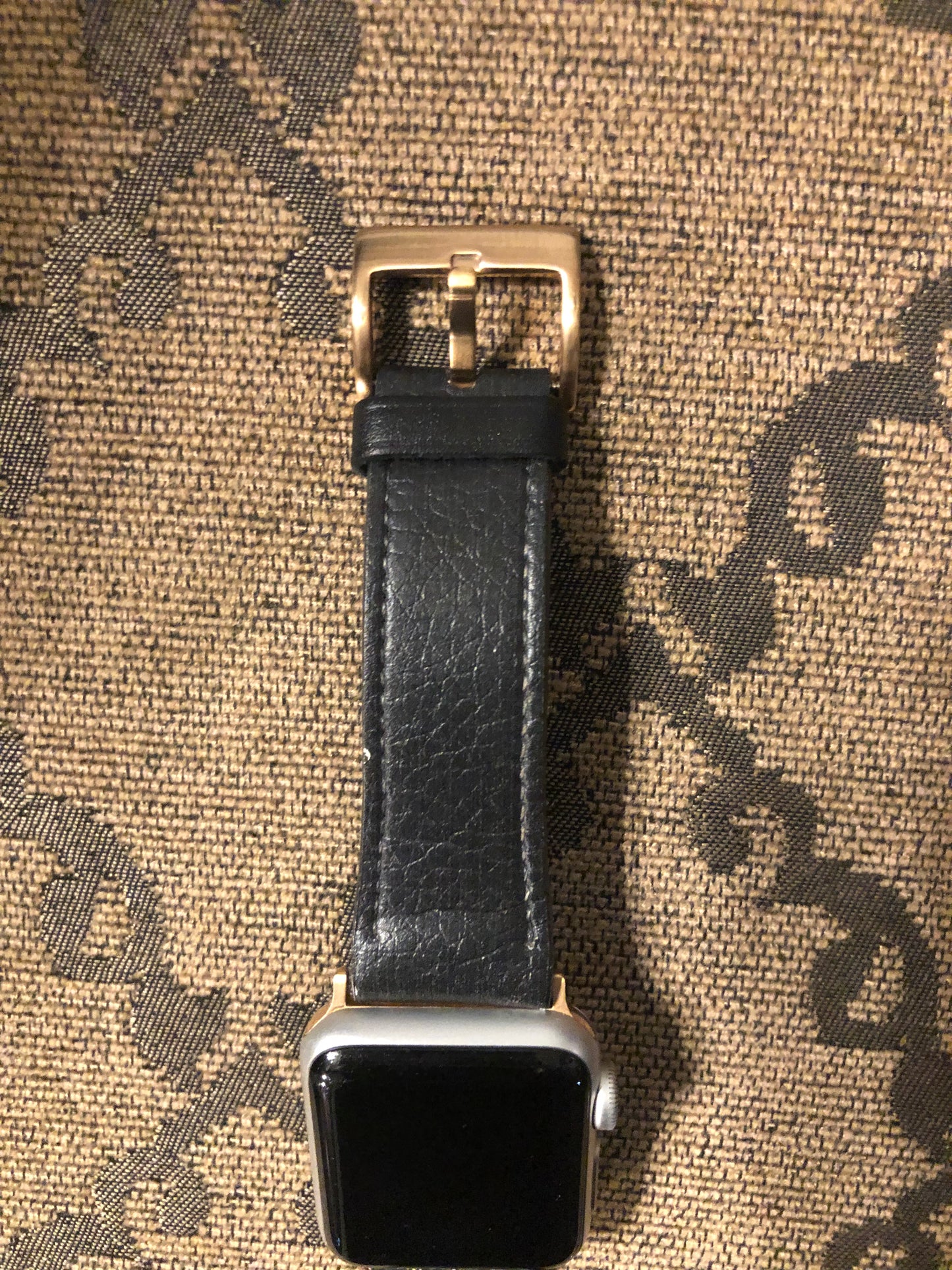 Carbon Black Mudcloth Boho Bespoke Vegan Leather Apple Watch Band