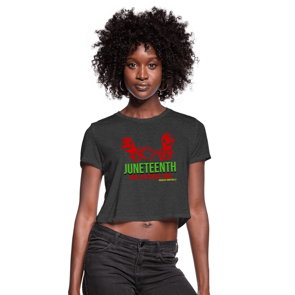 Juneteenth Free-ish Since 1865 Women's Crop Top (Style 2) - Chocolate Ancestor