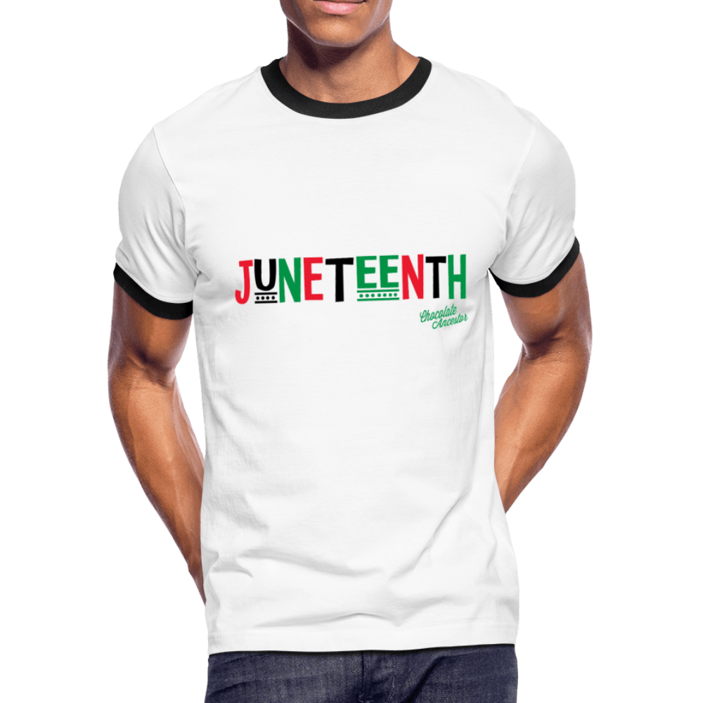 Juneteenth Pan African RBG Unisex Ringer T-Shirt - Chocolate Ancestor