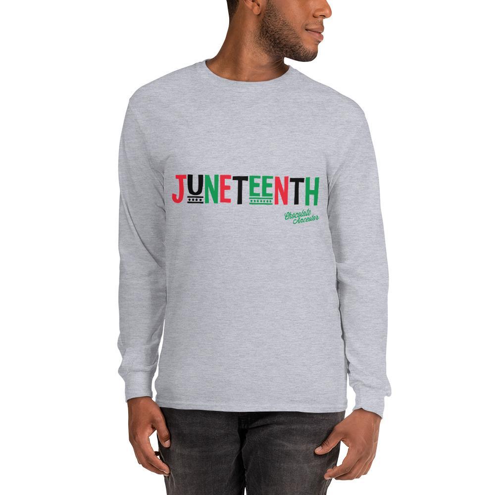 Juneteenth Pan African RBG Unisex Long Sleeve T-Shirt - Chocolate Ancestor